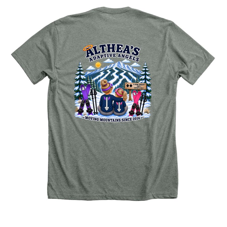Althea's Adaptive Angels&nbsp;, a Deep Heather Premium Unisex Tee (back-view)