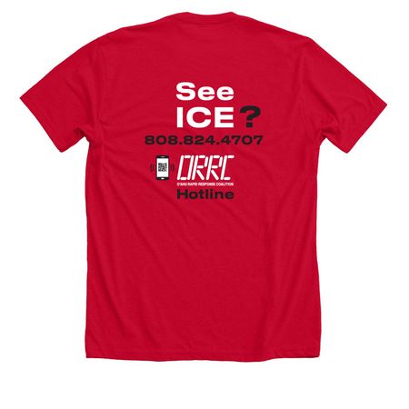 Red Shirts (design on back only), a Solid Red Blend Premium Unisex Tee (back-view)