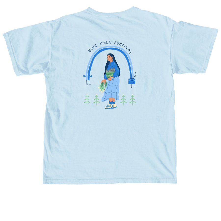 Blue Corn Baddie, a Chambray Comfort Colors Unisex Tee (back-view)