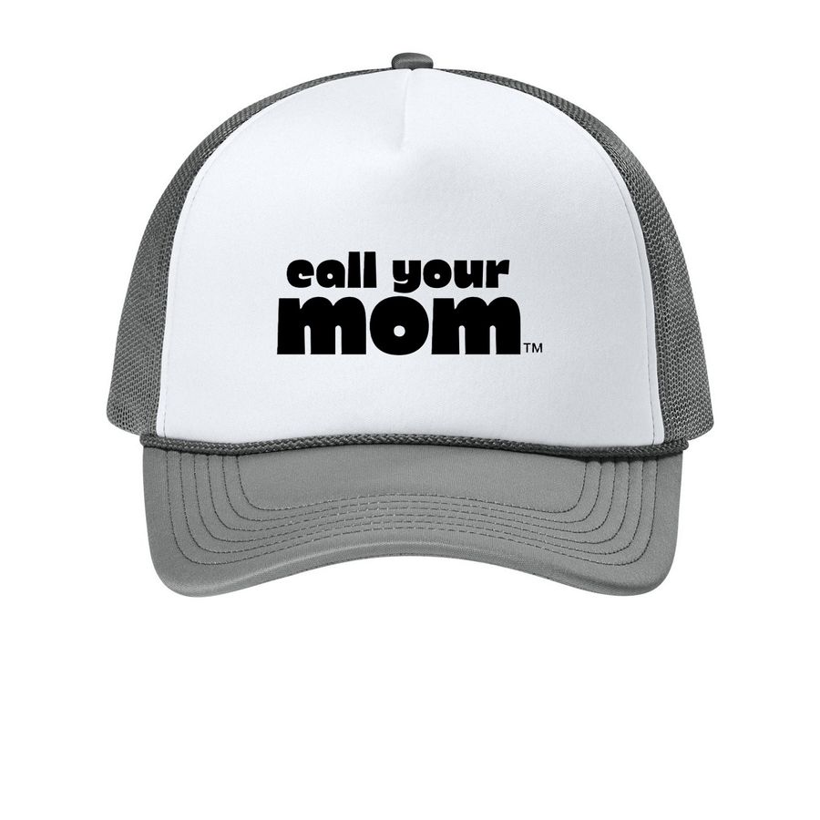 call your mom?, a White/ Deep Smoke Printed Foam Trucker Hat