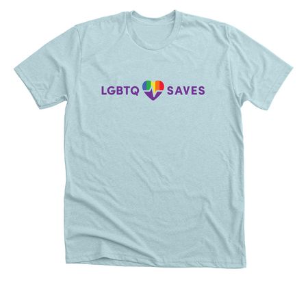 LGBTQ SAVES Adult Tee, a Heather Ice Blue Premium Unisex Tee