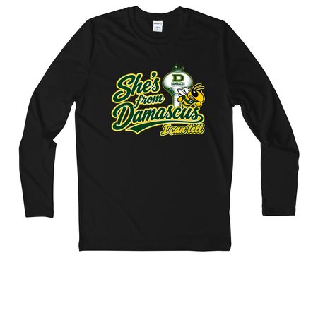 She's from Damascus (Performance tees), a Black Youth UV Performance Long Sleeve Tee