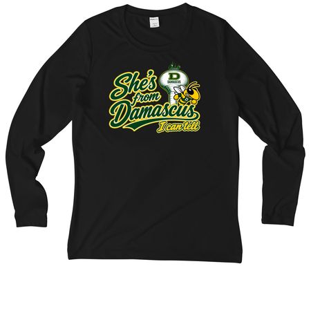 She's from Damascus (Performance tees), a Black Women's UV Performance Long Sleeve Tee