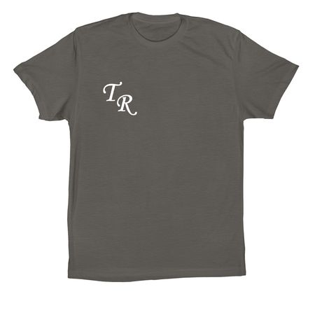 TR White letter Wagner Back, a Asphalt Premium Cotton Tee