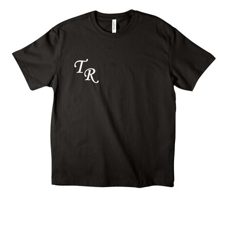 TR White letter Wagner Back, a Black Unisex Heavyweight Tee