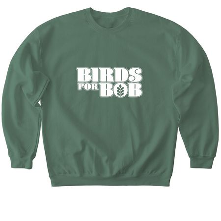 Birds For Bob - White Logo, a Military Green Softstyle Crewneck Sweatshirt