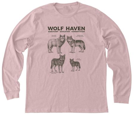 Wolf Haven's Canid Species, a Heather Pink Gravel Premium Long Sleeve Tee