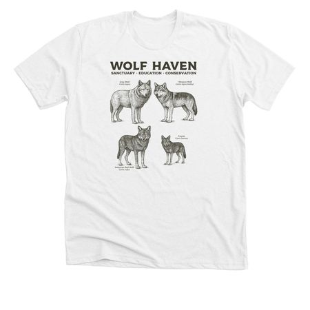Wolf Haven's Canid Species, a Solid White Blend Premium Unisex Tee