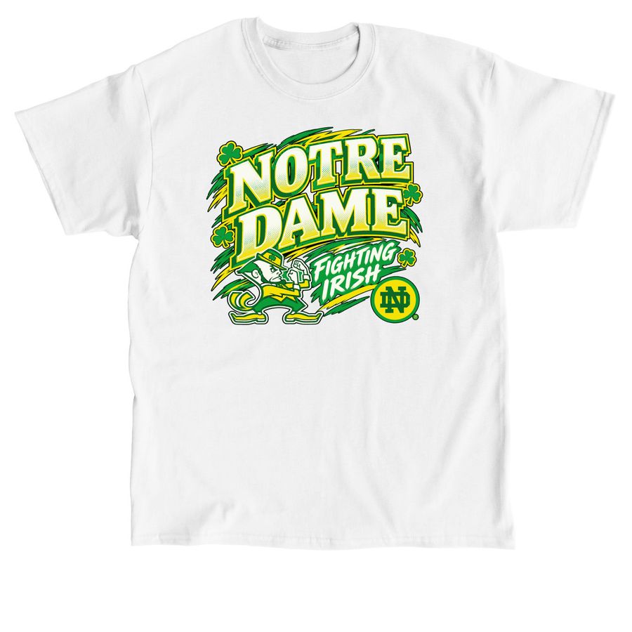Notre Dame Fighting Irish Leprechaun Mascot N, a White Classic Unisex Tee