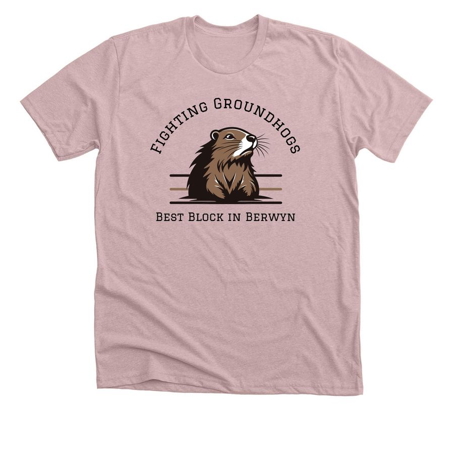 Fighting Groundhogs, a Heather Pink Gravel Premium Unisex Tee
