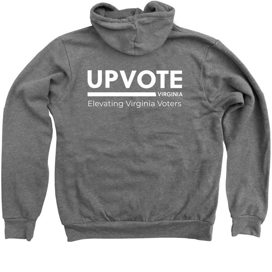 Zip Up Logo Hoodie, a Deep Heather Zip Up Hoodie (back-view)