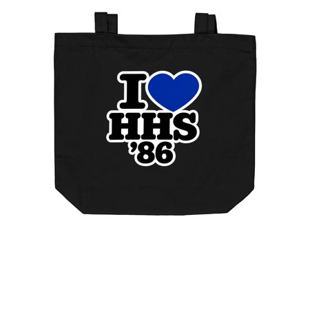 I LOVE HHS'86, a Black Organic Cotton Tote Bag