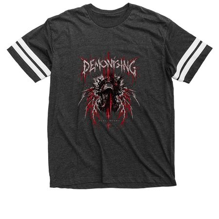 ZRVANI & Buried Emotions Demonising design, a Vintage Smoke / White Football Jersey Tee