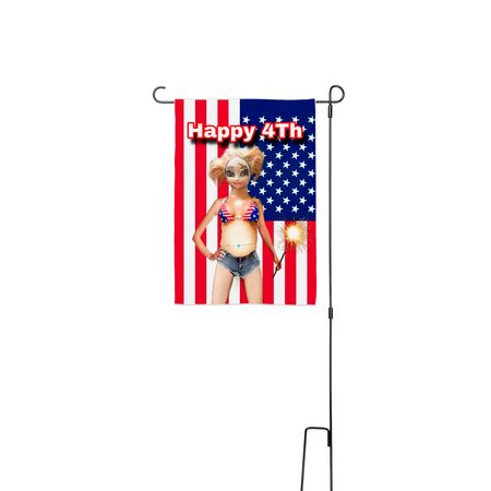 4th of July Jasper Flag, a White 12" x 18" Yard Flag with Stake
