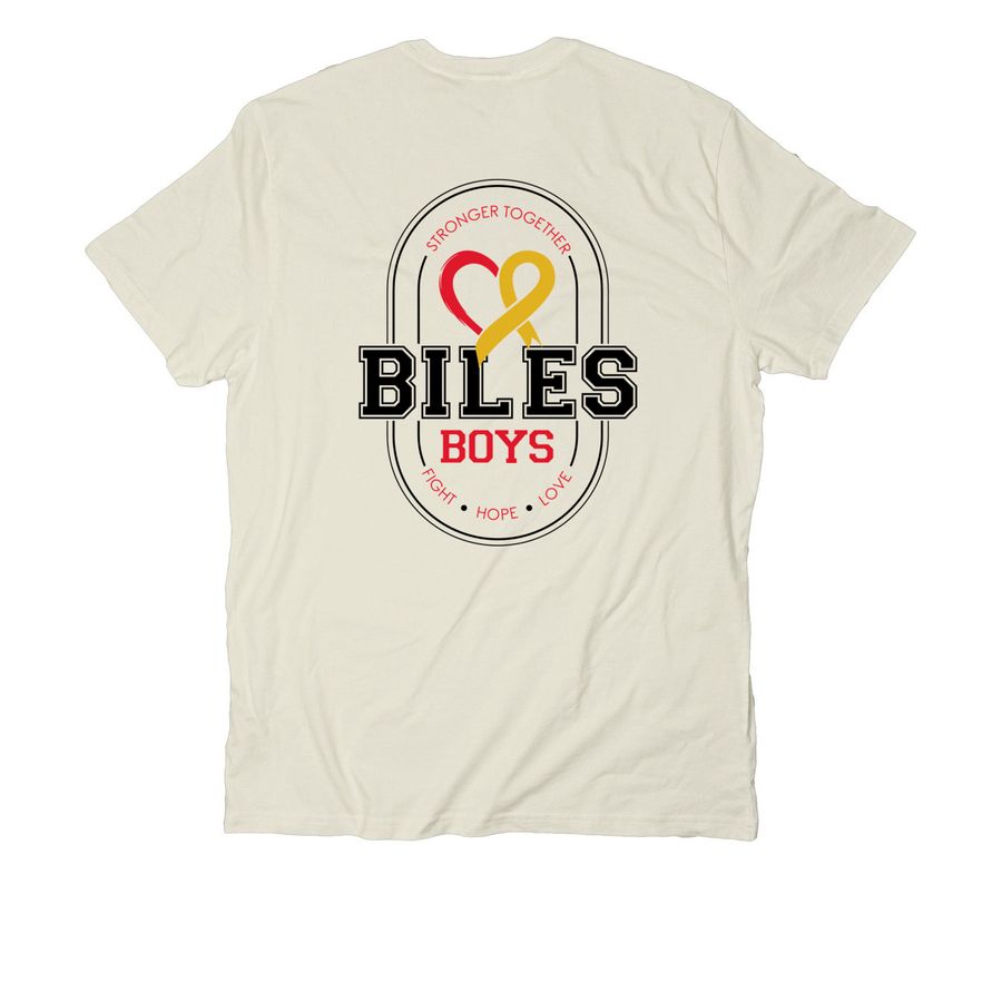 Biles Boys, a White Sand Allmade Organic Cotton Unisex Tee (back-view)
