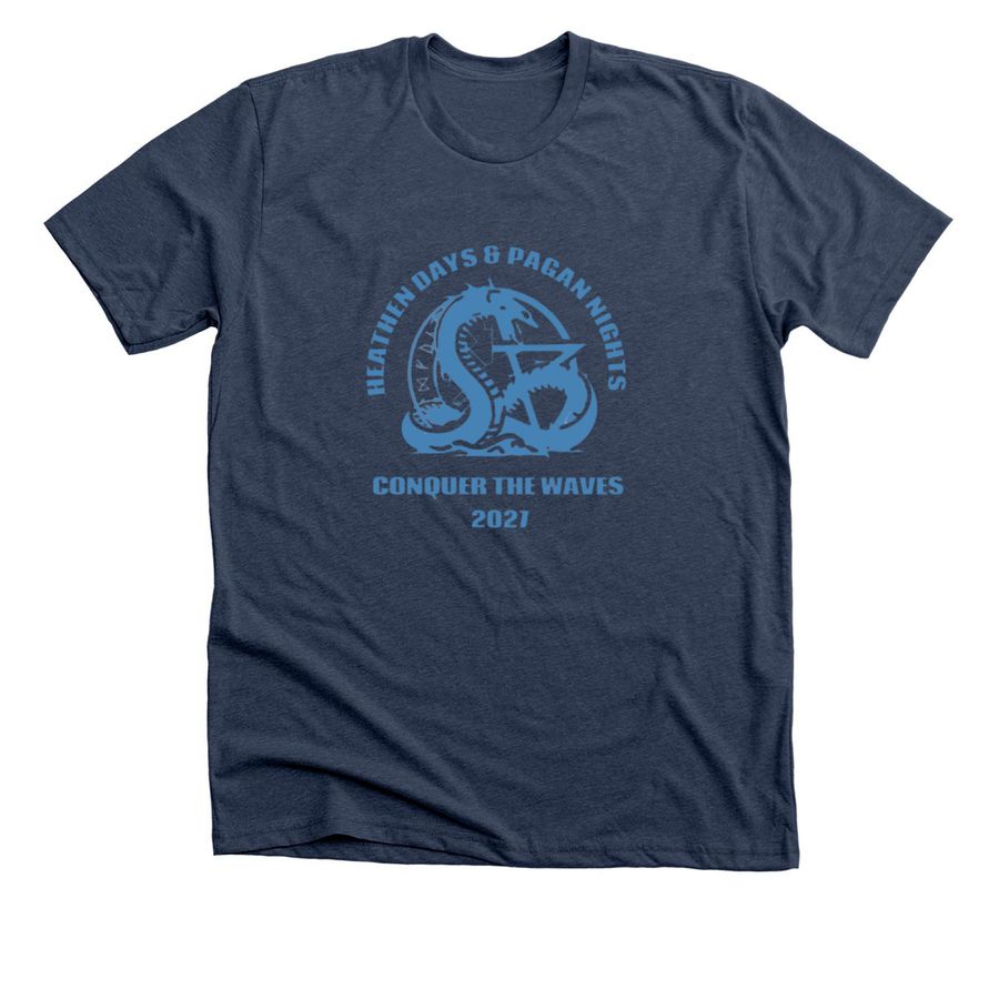 Heathen Days and Pagan Nights 2027, a Heather Navy Premium Unisex Tee
