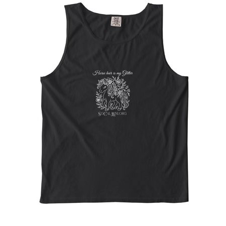 Horse hair is my Glitter, a Black Comfort Colors Tank Top