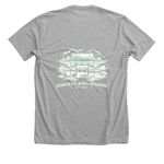 Wear the Mission: H?m?kua Jodo Mission Shirts, a Athletic Heather Premium Unisex Tee (back-view)