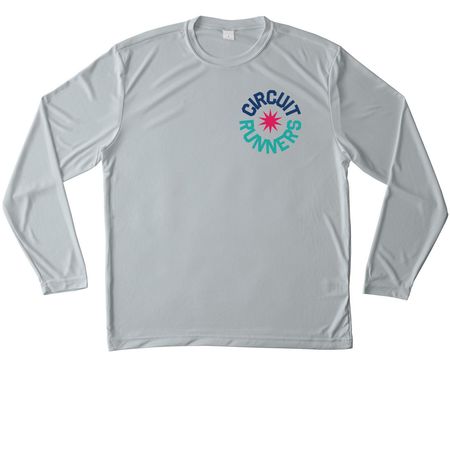 Circuit Runners Grey, a Silver Unisex Performance Long Sleeve Tee