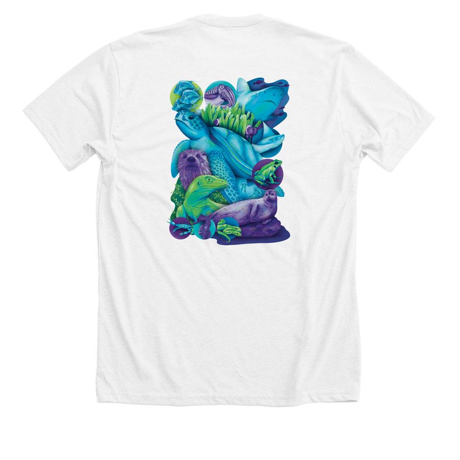 Virginia Aquarium 40th Anniversary, a Solid White Blend Premium Unisex Tee (back-view)