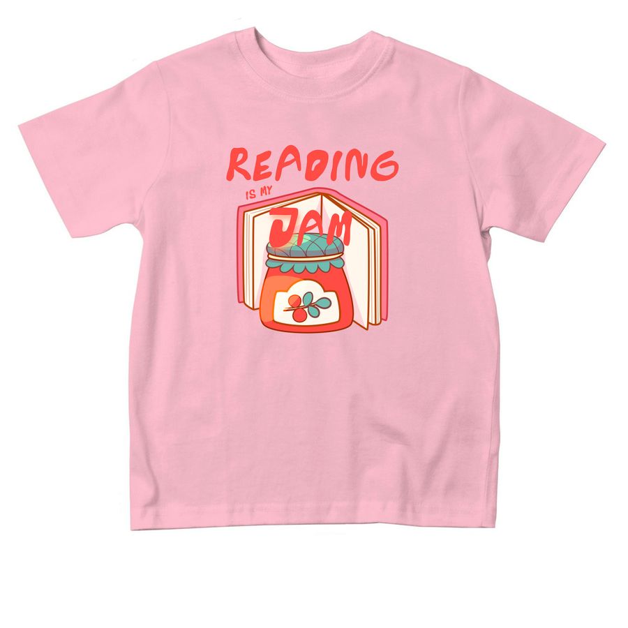 Reading is my JAM toddler tee, a Pink Toddler Tee