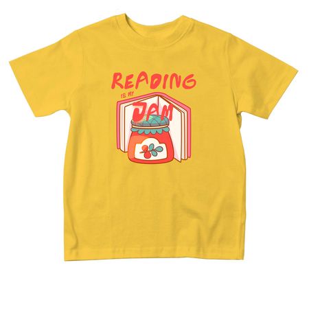 Reading is my JAM toddler tee, a Yellow Toddler Tee