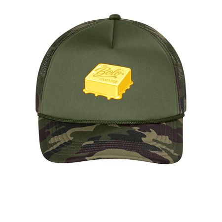 BoloCountyFairHats, a Olive Drab Green/ Camo Printed Foam Trucker Hat