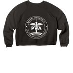 Design #2 with back logo, a Black Women's Premium Cropped Raglan Sweatshirt (back-view)