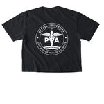 Design #2 with back logo, a Black Comfort Colors Boxy Tee (back-view)