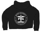 Design #2 with back logo, a Black Women?s Lightweight Cropped Hoodie (back-view)