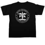 Design #2 with back logo, a Black Comfort Colors Unisex Tee (back-view)