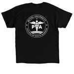 Design #2 with back logo, a Black Classic Unisex Tee (back-view)