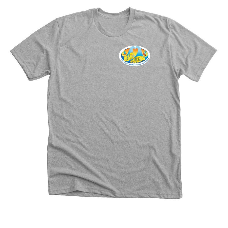 Heart Of Surfing- Ocean Playground Backside, a Athletic Heather Premium Unisex Tee