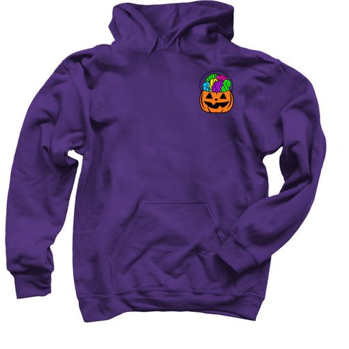 Forget the Candy... Orange Candy Pail 🎃 Purple Hoodie