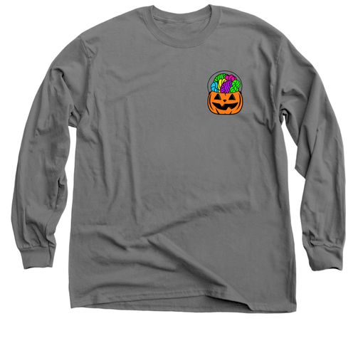 Forget the Candy... Orange Candy Pail 🎃 Charcoal Long Sleeve Tee