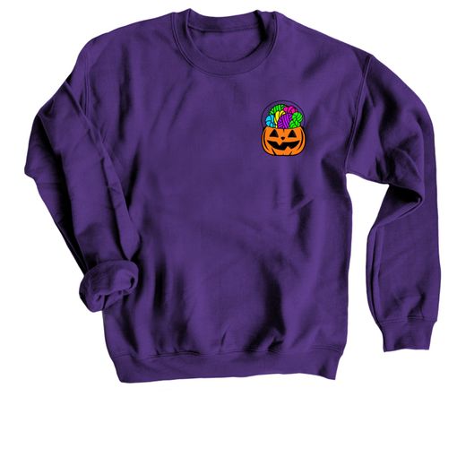 Forget the Candy... Orange Candy Pail 🎃 Purple Sweatshirt