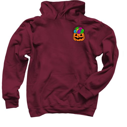Forget the Candy... Orange Candy Pail 🎃 Maroon Hoodie