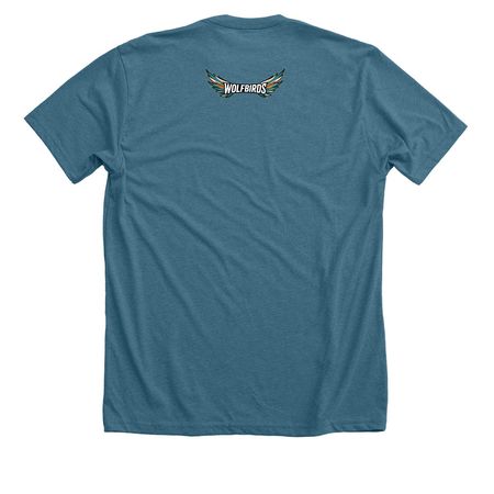 Wolfbirds - Tee, a Heather Deep Teal Premium Unisex Tee (back-view)
