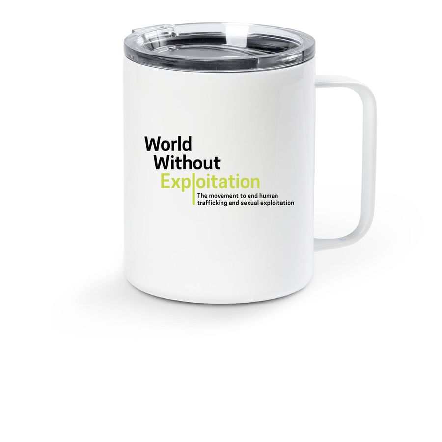 WorldWE Travel Mug, a White Stainless Steel Travel Mug