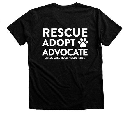 AHS Rescue. Adopt. Advocate., a Black Heather Premium Unisex Tee (back-view)