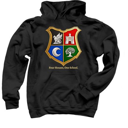 Four Houses, a Black Pullover Hoodie