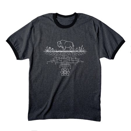 Fermilab Infrastructure Services Directorate, a Dark Heather Grey/ Jet Black Cotton Ringer Tee