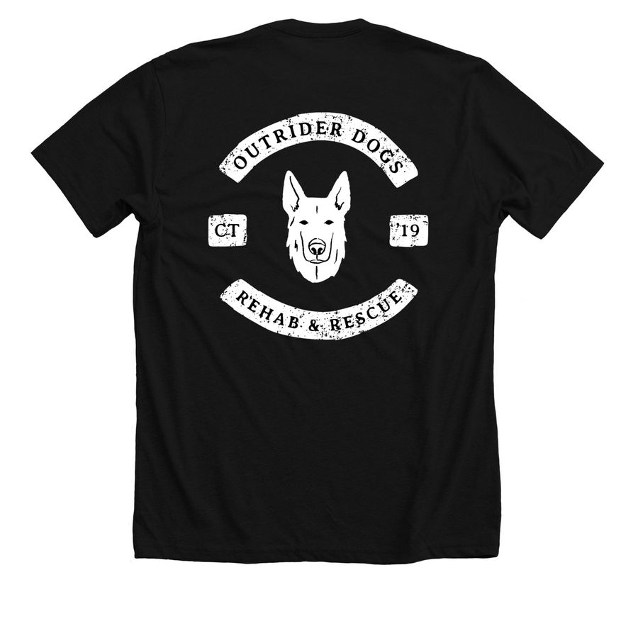 Outrider Dogs Rescue, a Solid Black Blend Premium Unisex Tee (back-view)