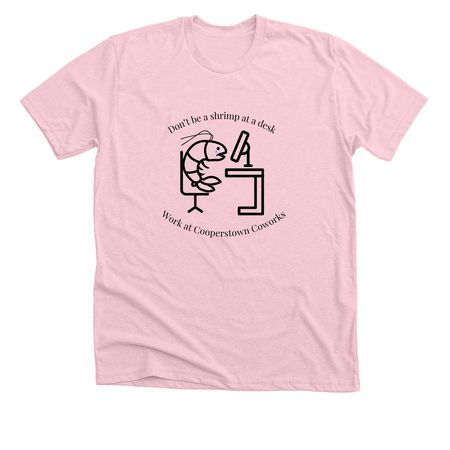 Coworks Shrimp at a Desk, a Heather Pink Premium Unisex Tee