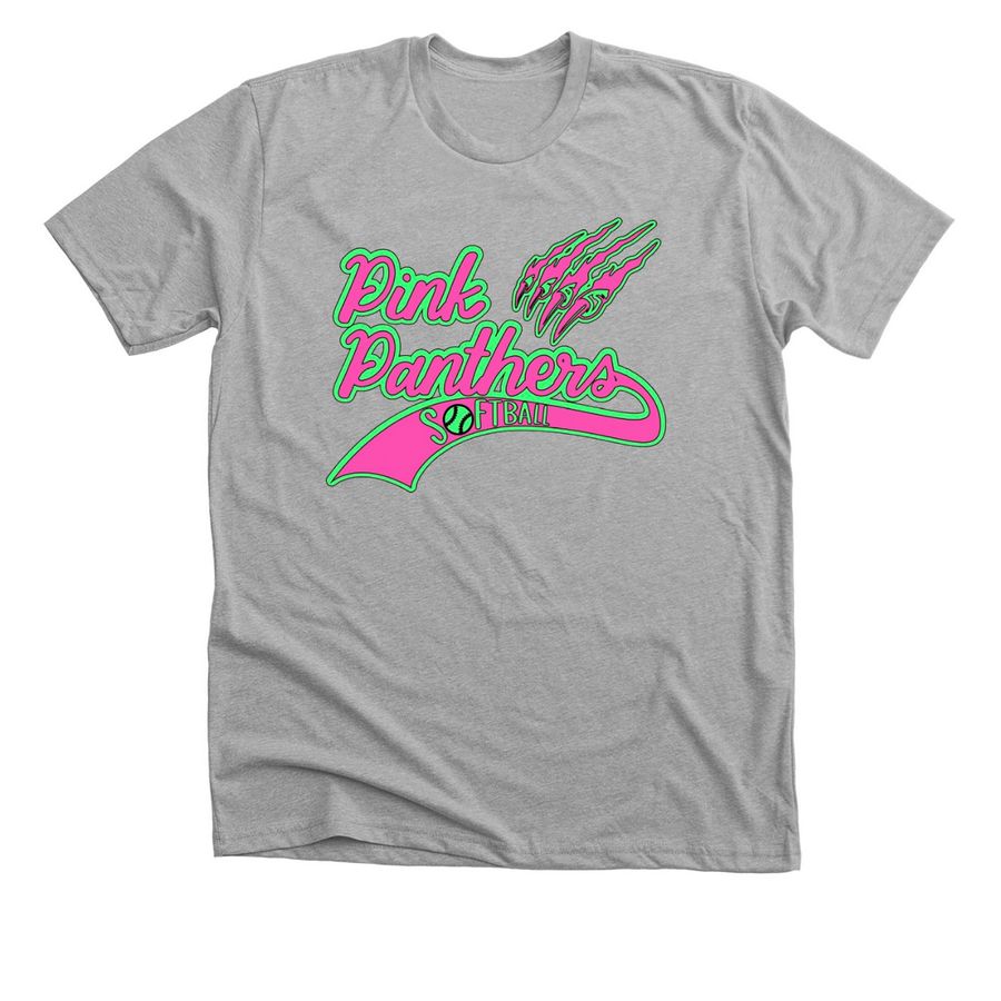 Pink Panthers- WT 7u Softball, a Athletic Heather Premium Unisex Tee