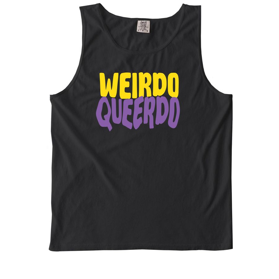 Weirdo Queerdo Enby Shirts, a Black Comfort Colors Tank Top