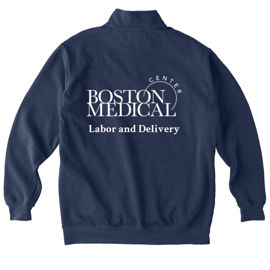 Join the Deck Crew!, a True Navy Comfort Colors Quarter Zip Pullover (back-view)