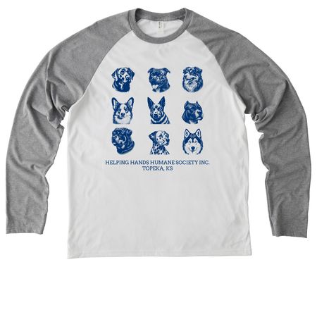 Dogs, Dogs, Dogs!, a Aluminum Grey/ Bright White Allmade Eco Triblend Colorblock Raglan Long Sleeve Tee