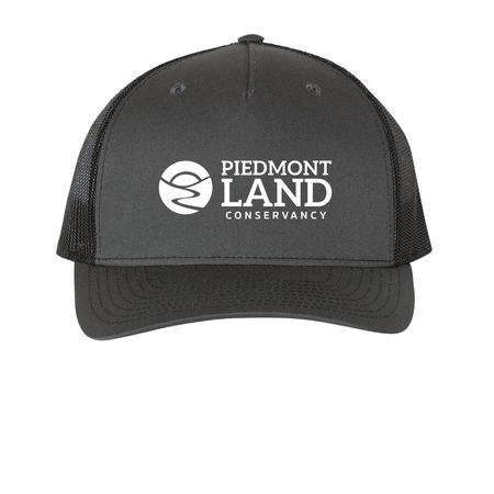 PLC Trucker Hat, a Charcoal/ Black Printed Five-Panel Trucker Cap