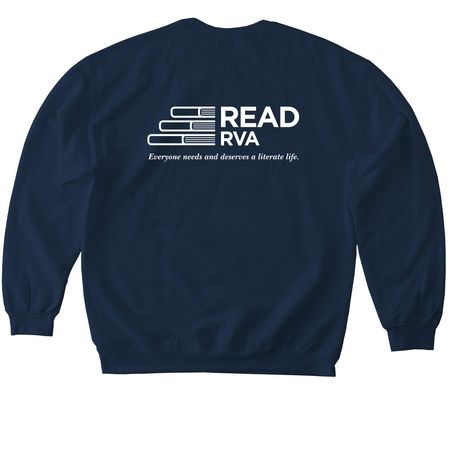 Virginia is for READers ?? Sweatshirt, a Navy Softstyle Crewneck Sweatshirt (back-view)